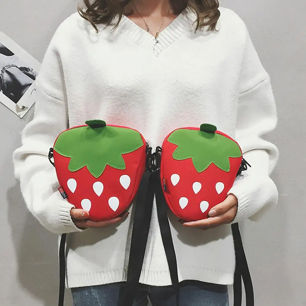 Женская сумка на плечо для отдыха из парусины с рисунком фруктов через