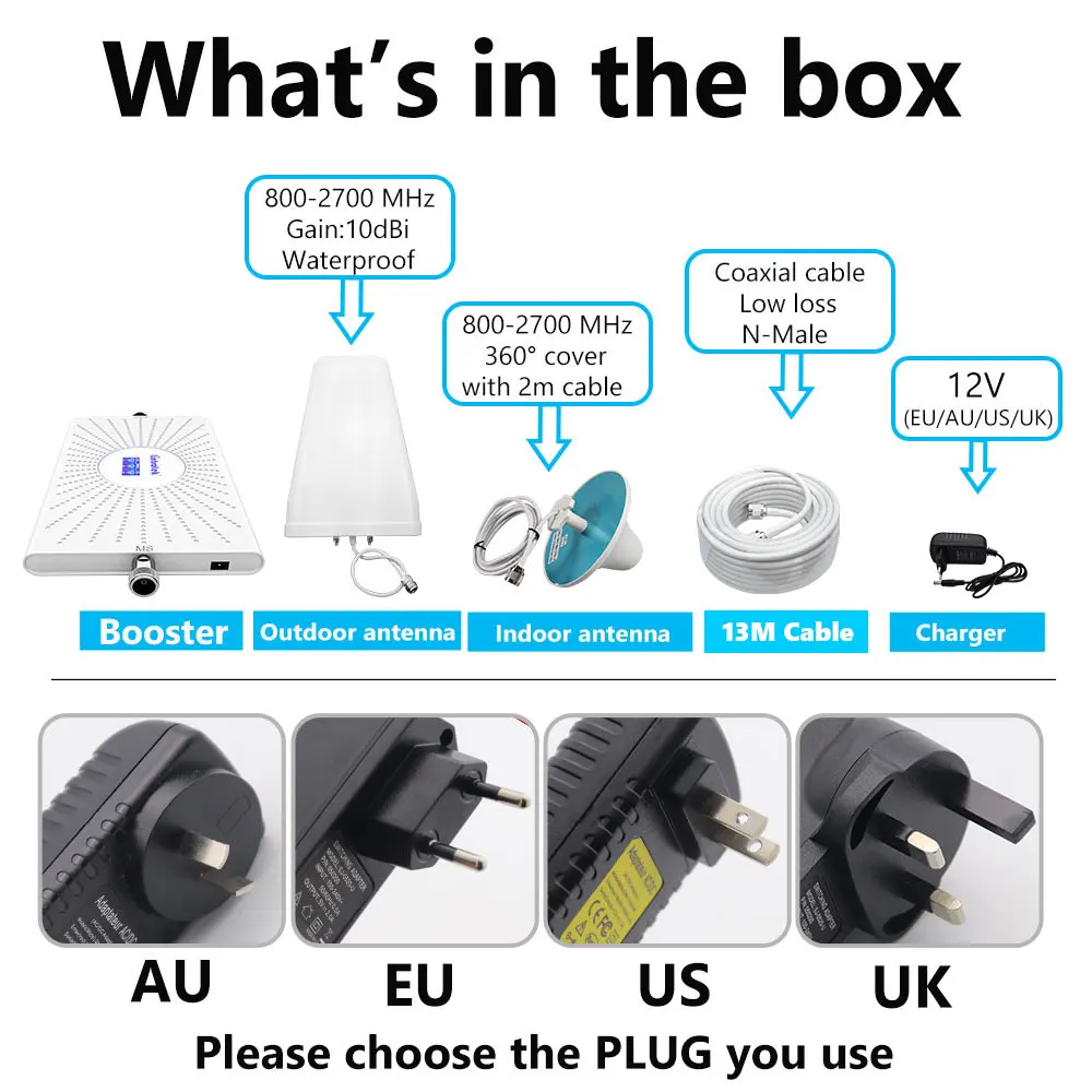

lintratek Cellular Amplifier gsm 3g 4g signal booster 900 2100 1800 4G LTE Signal repeater voice internet 70dB ALC UMTS triband