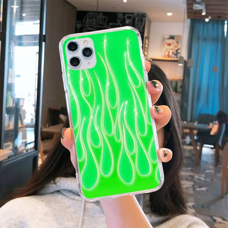 

Fashion Flame Pattern Phone Case Transparent for iPhone 6 7 8 11 12 s mini pro X XS XR MAX Plus se cover funda shell