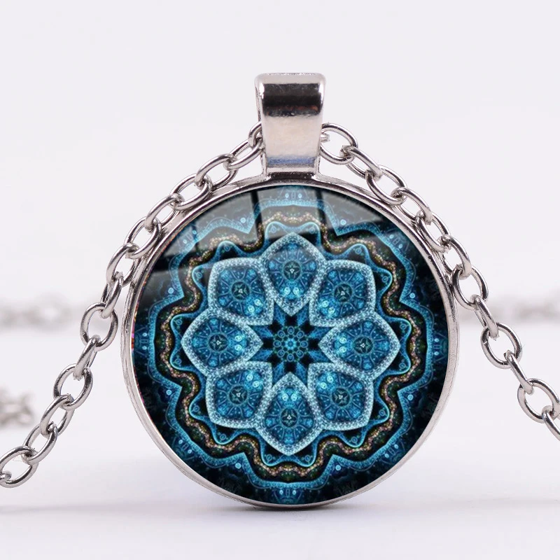 Азиатских винтажные буддизм чакра Мандала ожерелье Ом Индии символ йоги