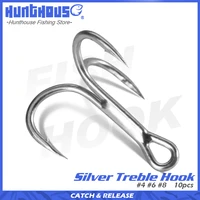 hunthouse 4 6 8 treble hook 3x strong high steel carbon saltwater 10pcslot fishing for hard lure tackle tool accessories