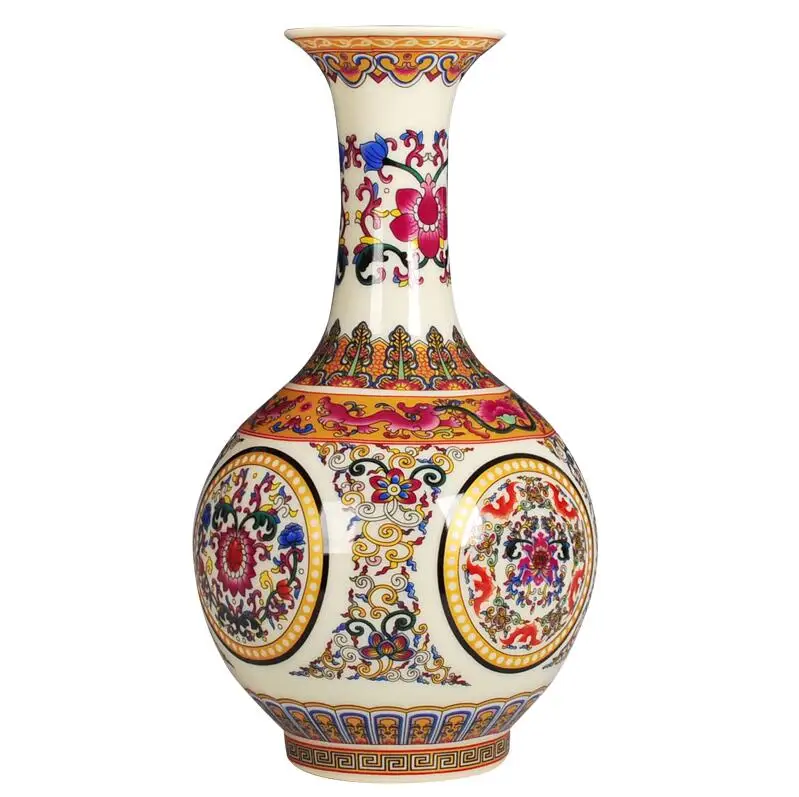 

Jingdezhen ceramics Modern fashion countertop vase living room home decoration ornaments set auspicious pattern bottle