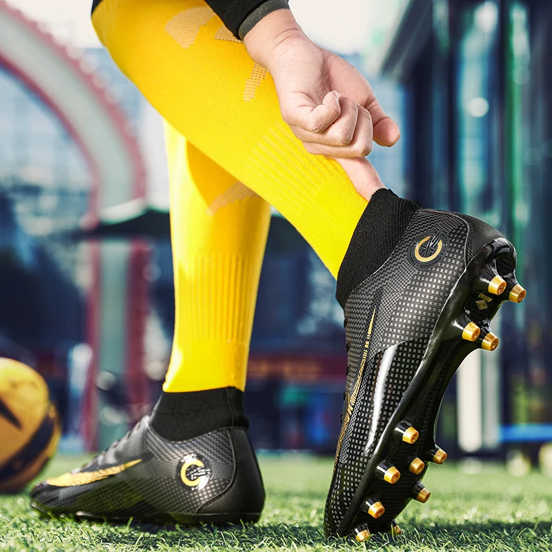 

New professional men's shoes high top long spike football shoes children's splint training bottom broken spike sneakers