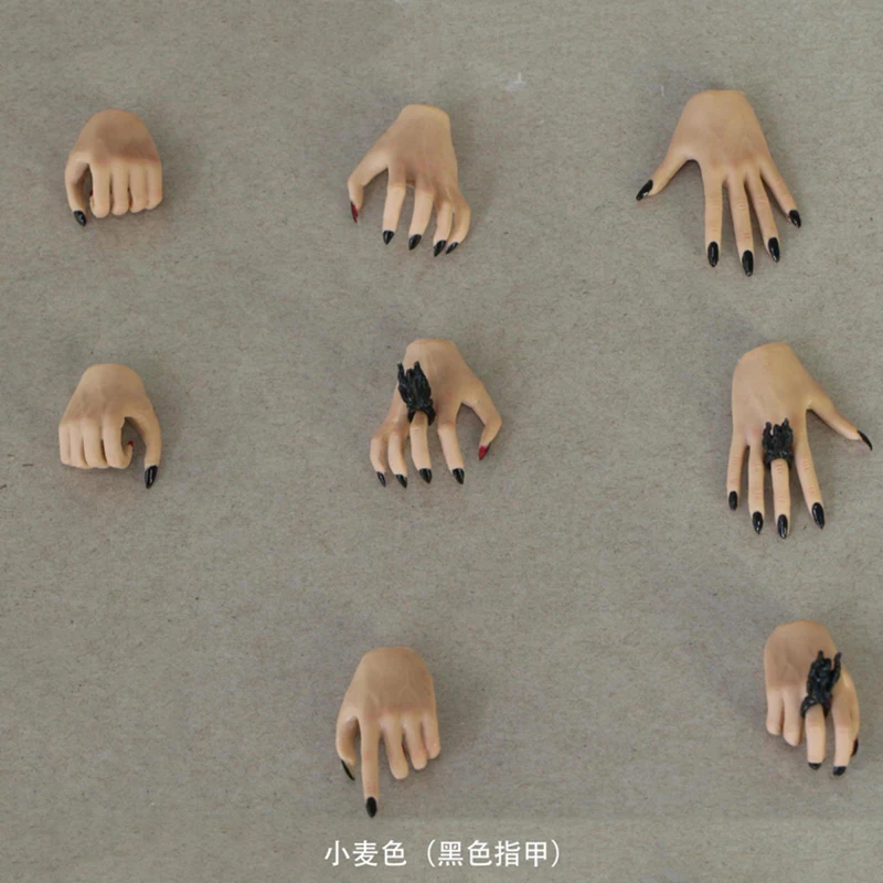 

1/6 Scale 4 Pairs/set Women's Eagle Claw Suntan Hand Types with Black Fingernails for 12''Female