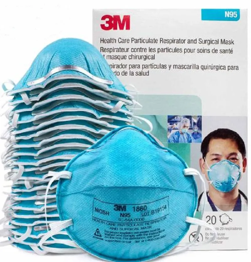 

3M N95 1860 Mask 20Pcs/Box Respirator Anti-particles PM2.5 Filter Protective Safety Breathable Mouth Masks NO Valve NIOSH Mask
