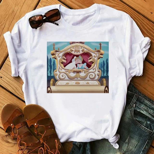 BONJEAN Women Clothes New Summer Thin Section Tshirt Spoof Princess Streetwear Lesbian Gay T-shirt Funny Female Tops Tee | Женская