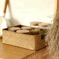 zerolife wicker bakset wicker picnic basket rattan seagrass woven storage basket handmade organizer box with handle home decor