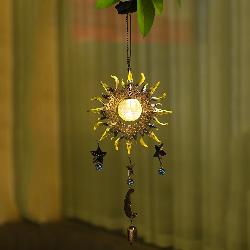 

Подвесная гирлянда с колокольчиками, уличный светодиодный светильник на солнечной батарее из кованого железа, садовый художественный Деко...