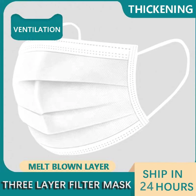 

White Face Mouth Protective Mask Disposable Protect 3 Layers Filter Dustproof Earloop Non Woven Mouth Masks 24 hours Shipping