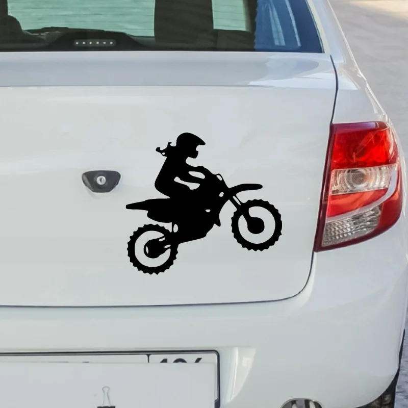 

Car Sticker Dirt Bike Girl Female Rider Bike Fun Car and Motorcycle Accessories Waterproof PVC Sticker 12cm*11cm