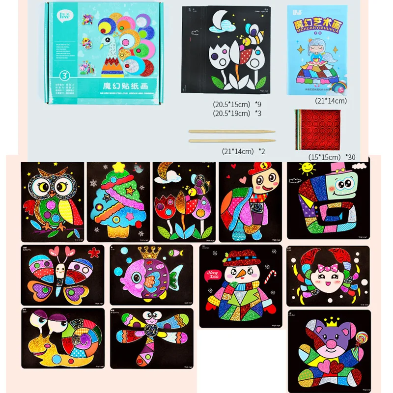 DIY Magic Color Scratch Painting Stencil for Drawing Art Sticker Paper Craft Set Kids Creative Educational Toys Children | Игрушки и