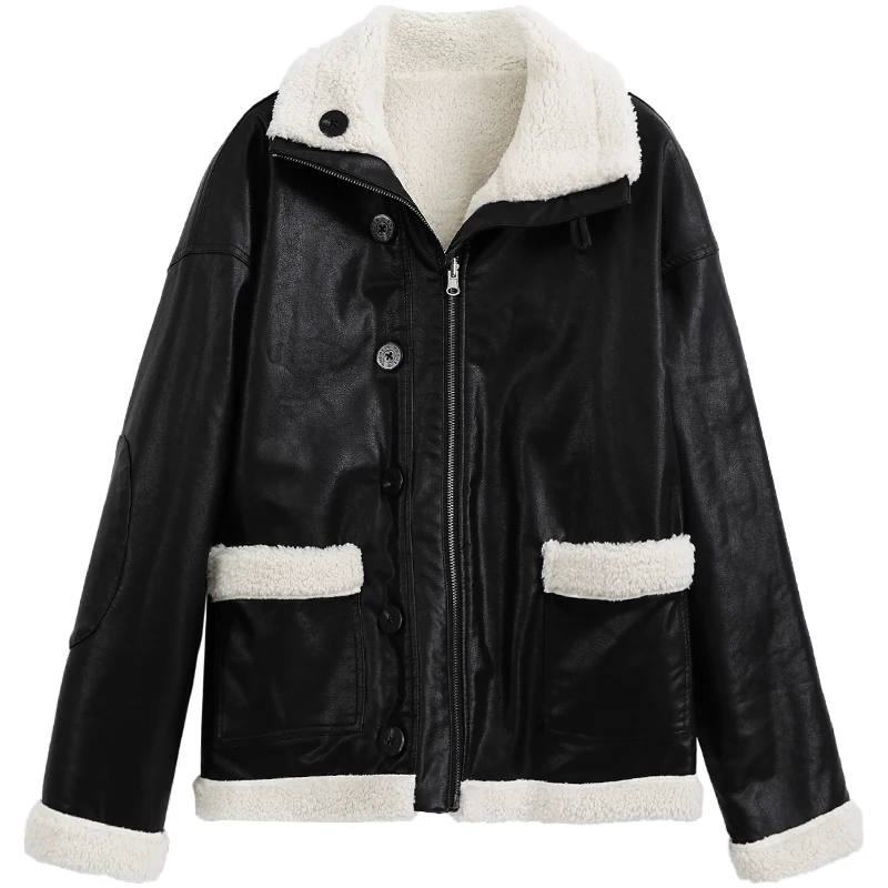 

Lambs wool coat more female han edition loose fur one brief paragraph winter new students particles velvet suit