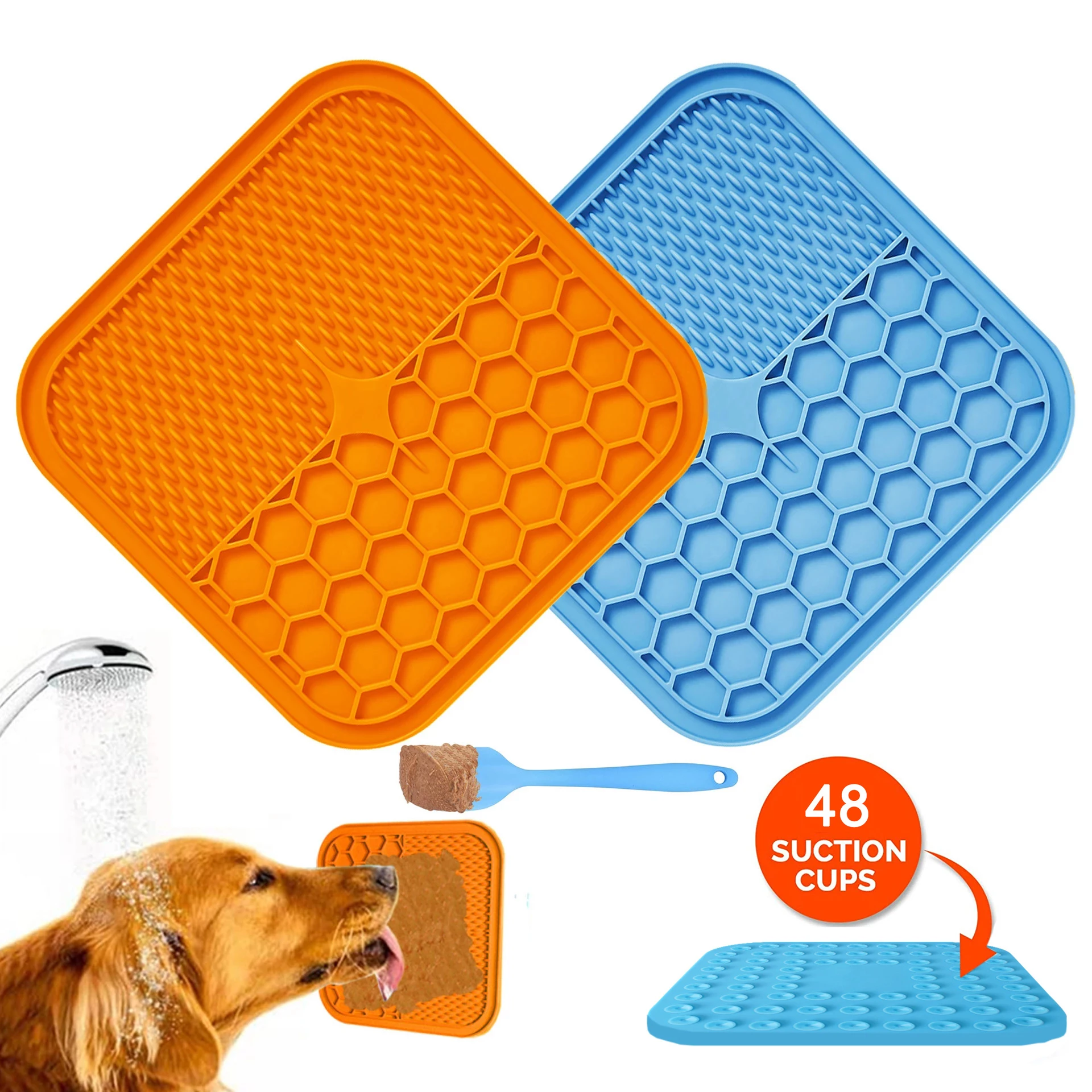 

Silicone Dog Feeding Lick Mat with Sucker Cat Feeder Licking Pad For Dogs Cats Dog Bath Buddy Slow Feeder Food Cats Lick Pad