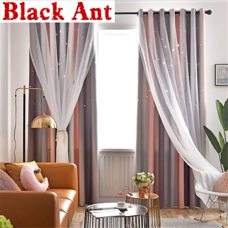 1 шт. двойной слой кружева детские занавески градиент Цвет с вырезами и со