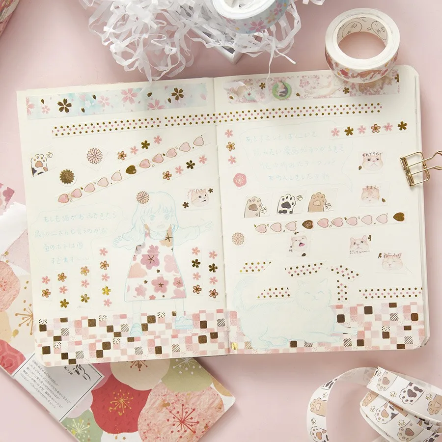 Магазин AngelHere лента для маскировки васи узор с Сакурой Kawaii планировщик украшения