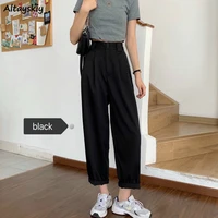 pants women all match basic summer bf style minimalist ladies ankle length trousers wide leg chic leisure popular womens pant