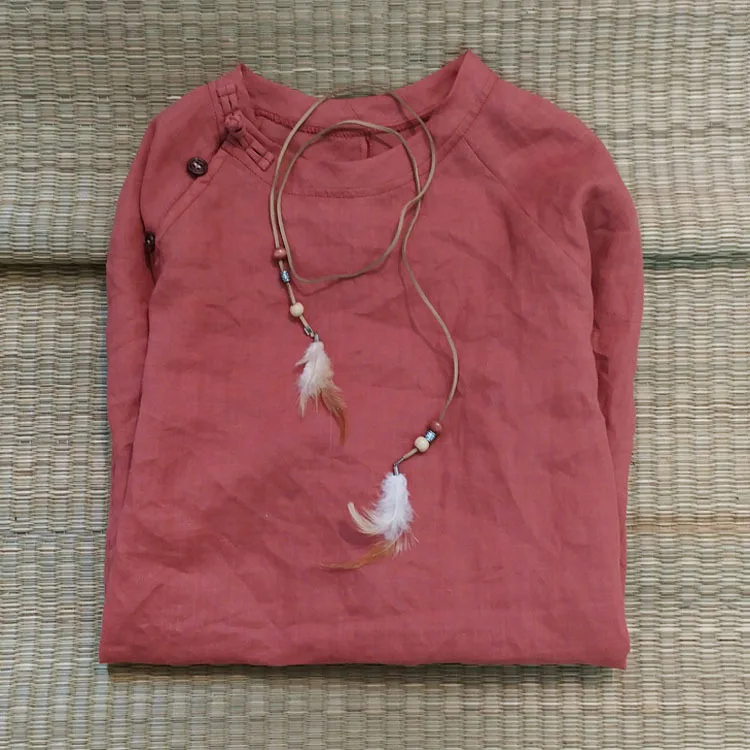 

Women Spring Summer Ramie shirt Ladies Solid Color Chinese Style Blouse Tops Female 2020 Ramie Shirts