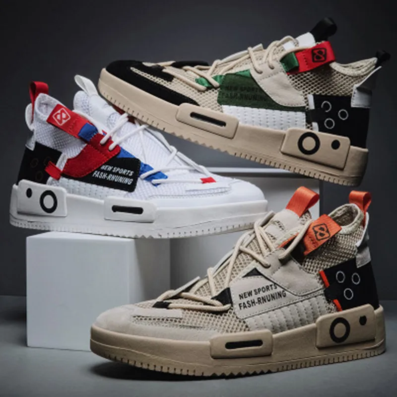 

New Summer New Color Matching Breathable Mesh Casual Sports Shoes Men's Fashion Comfortable Lace-Up Mens Shoes