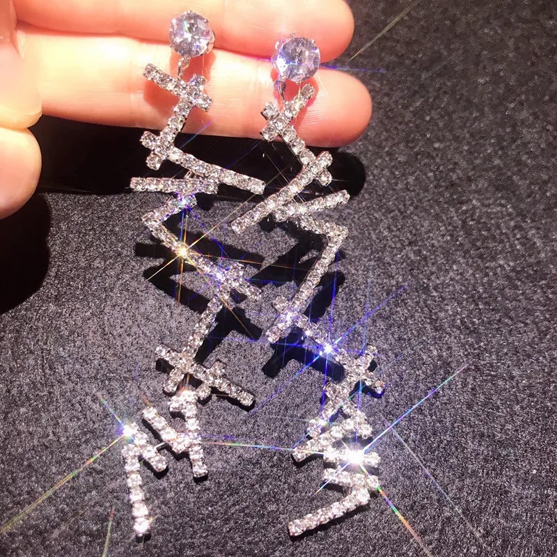 FYUAN длинные кисточки кристаллы Висячие серьги для женщин Bijoux нерегулярные Стразы Висячие серьги Модные Ювелирные изделия Подарки