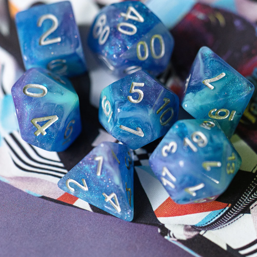 7 шт./компл. сверкающие игральные кости Galaxy DND D & D4 D6 D8 D10 % D12 D20 многогранные набор