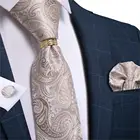 DiBanGu дизайнерский Мужской Шелковый Свадебный галстук цвета шампанского Пейсли Модный Галстук для мужчин галстук кольцо запонки набор запонок для деловой вечеринки