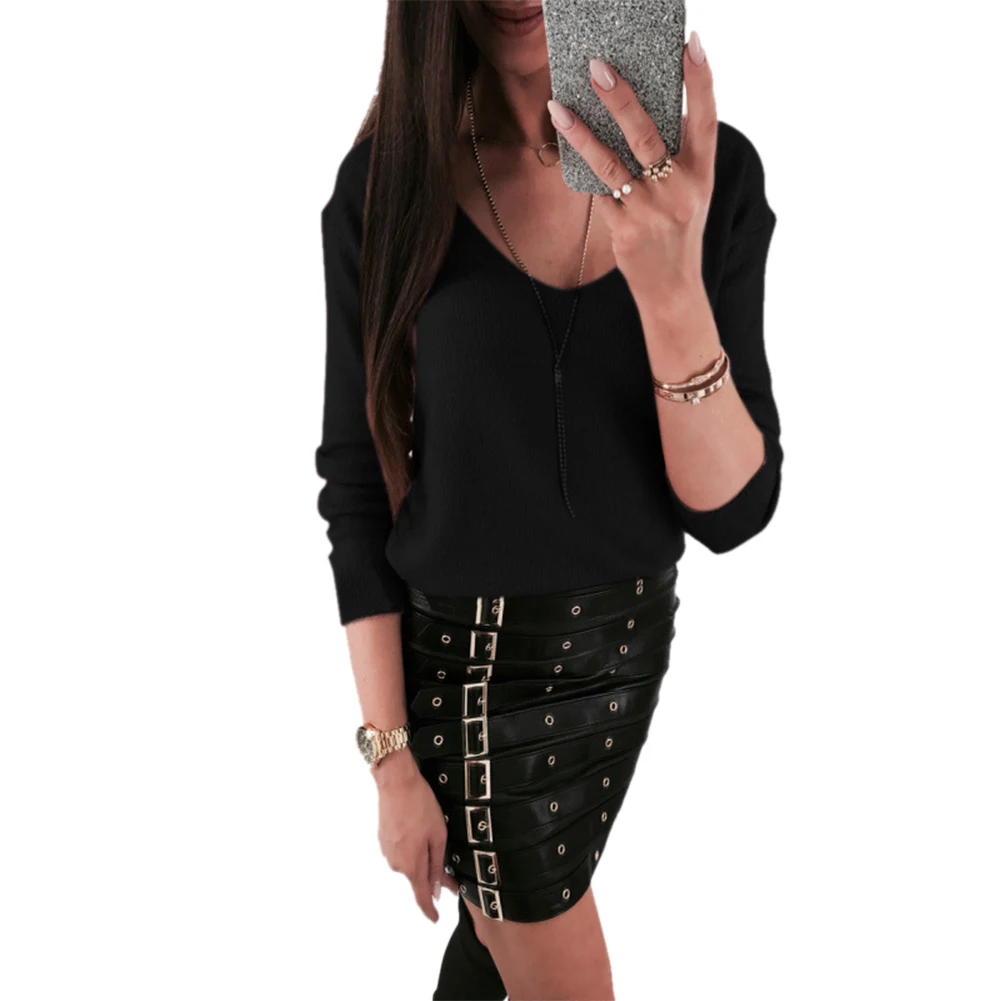 Женская блузка с V-образным вырезом открытой спиной | одежда