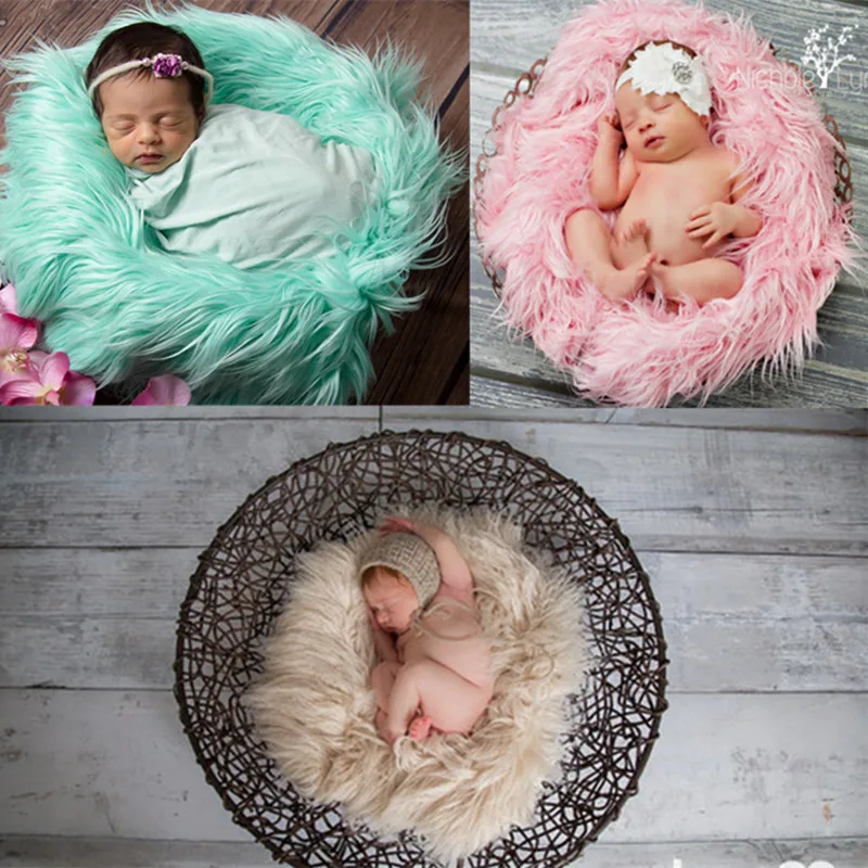 

Newborn Photography Props Blanket Fake Fur Rug Blankets Photography Birth New Born Photo Shoot Background Blanket