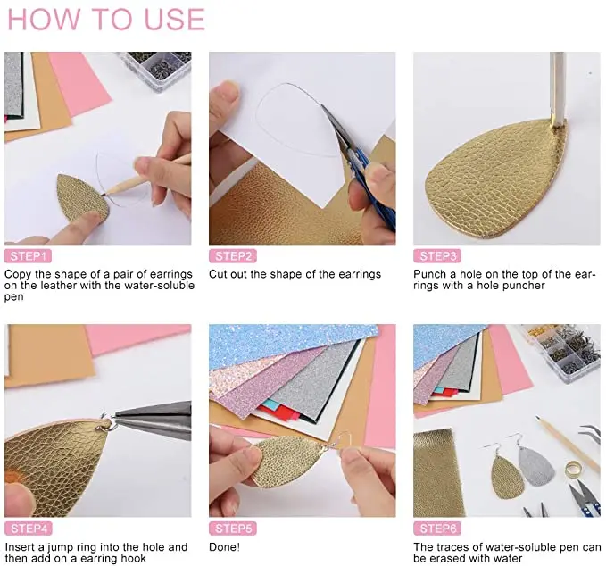 24 шт. Набор для изготовления сережек из искусственной кожи | Украшения и