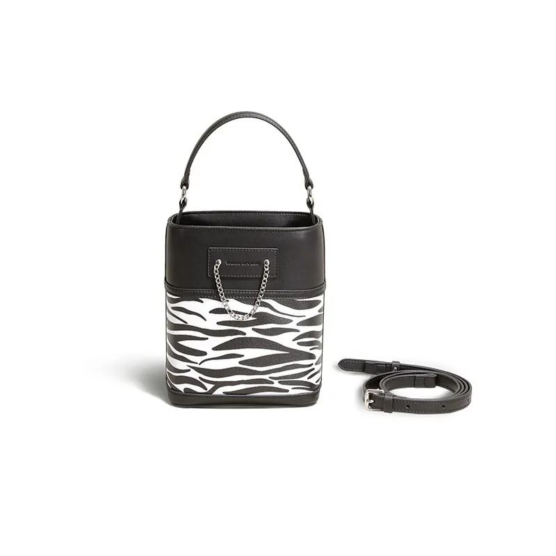 

Womens Handbags Tp Leather Women's 2021 Spring and Summer New Messenger Shoulder Fashion Bucket Bag Zebra Pattern Purses