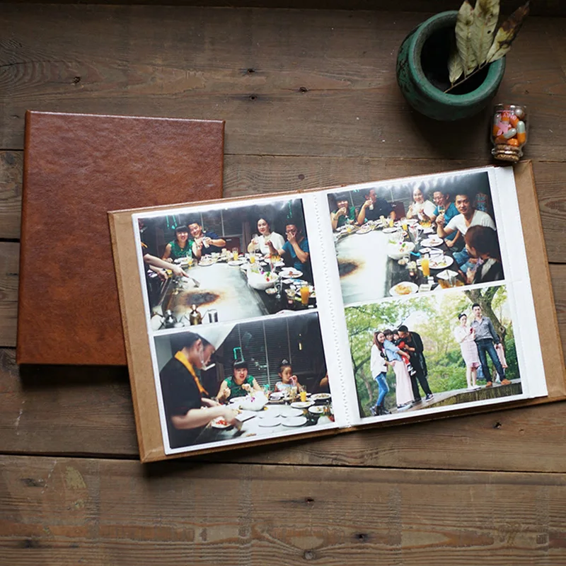

6Inch Leather Photo Album Scrapbook Book 120Pockets Binder Albums Wedding Holder Album Scarpbook Baby Album Photo Pocket Sticker