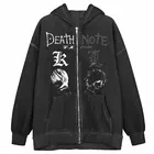 Толстовка на молнии с надписью death note kawaii, прямая продажа, куртка в стиле Харадзюку y2k, нечеткая, нечеткая, kpop, кавайная одежда с длинным рукавом, Женский Джек