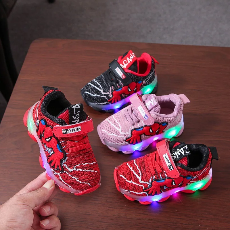 

Disney Fashion Cool Kids Shoes Leisure 5 Stars Baby Girls Boys Sneakers Sports Mesh Breathable Children Tennis With Lights