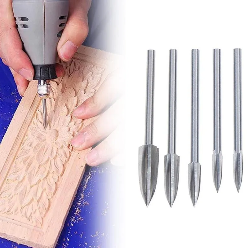 

5PCS/Set Wood Carving and Engraving Drill Bit Set Milling Root Cutter Carving Tools