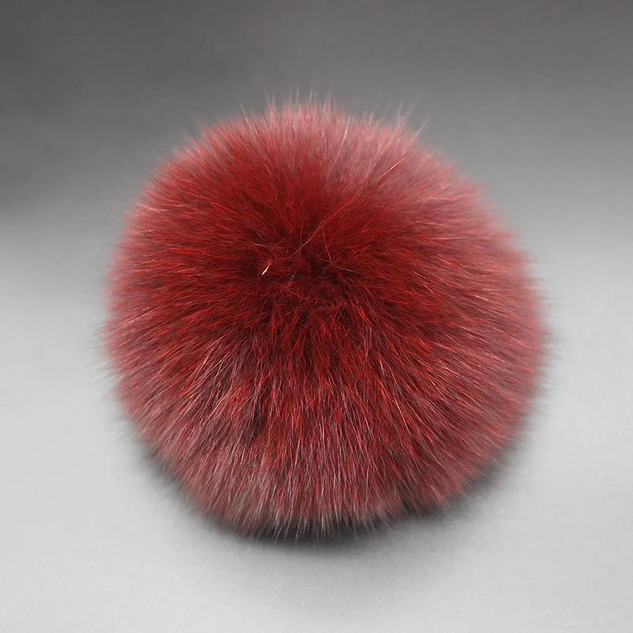 wine red DIY 14 см большие помпоны из лисьего меха пушистые меховые шарики для вязаной шапки зимние шапочки брелок и шарфы помпоны из натурального меха - Цвет: wine red