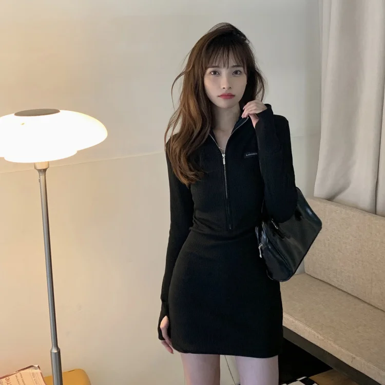 Реальная фотография экономичное приталенное платье горячая девушка