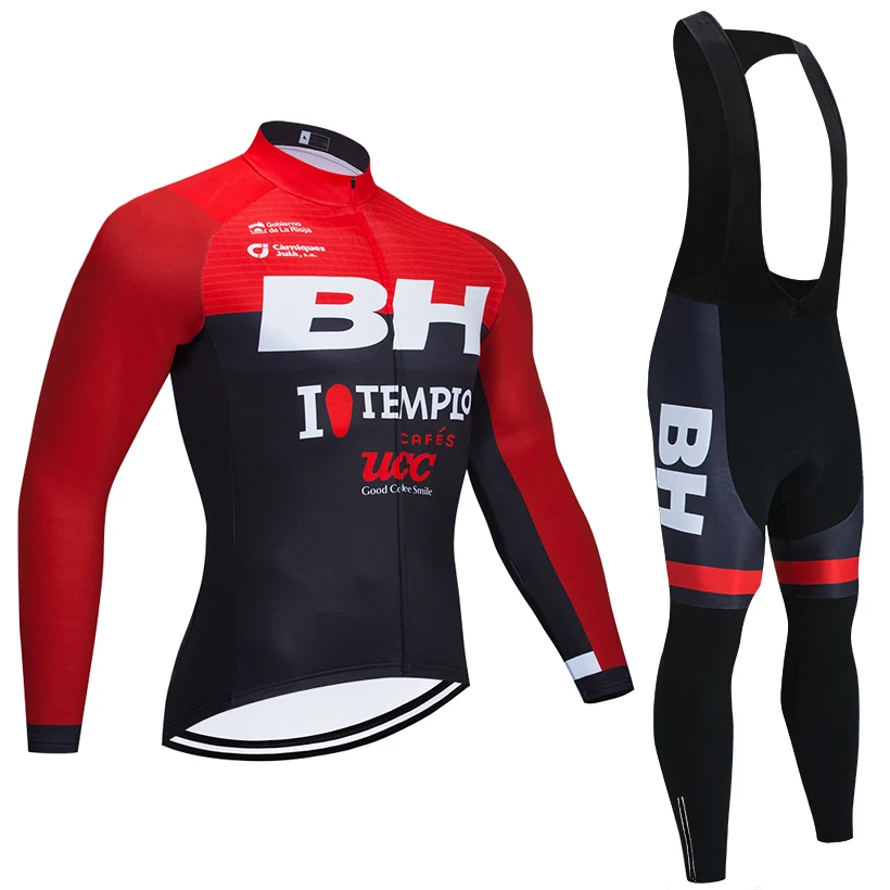 

Winter Black BH TEAM Long Cycling JERSEY Bike Pants Set Men Ropa Ciclismo Thermal Fleece Bicycling Maillot Culotte