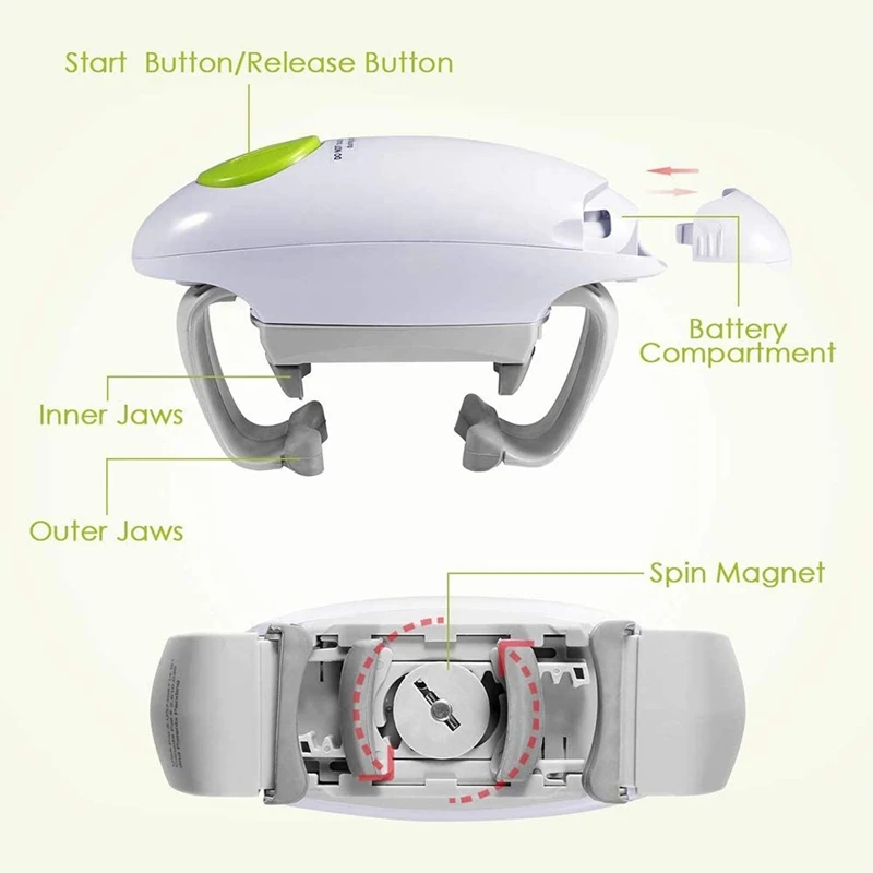 

Multifunction Electric Jar Opener, Automatic Can Opener Suitable for Seniors with Arthritis and Week Hand