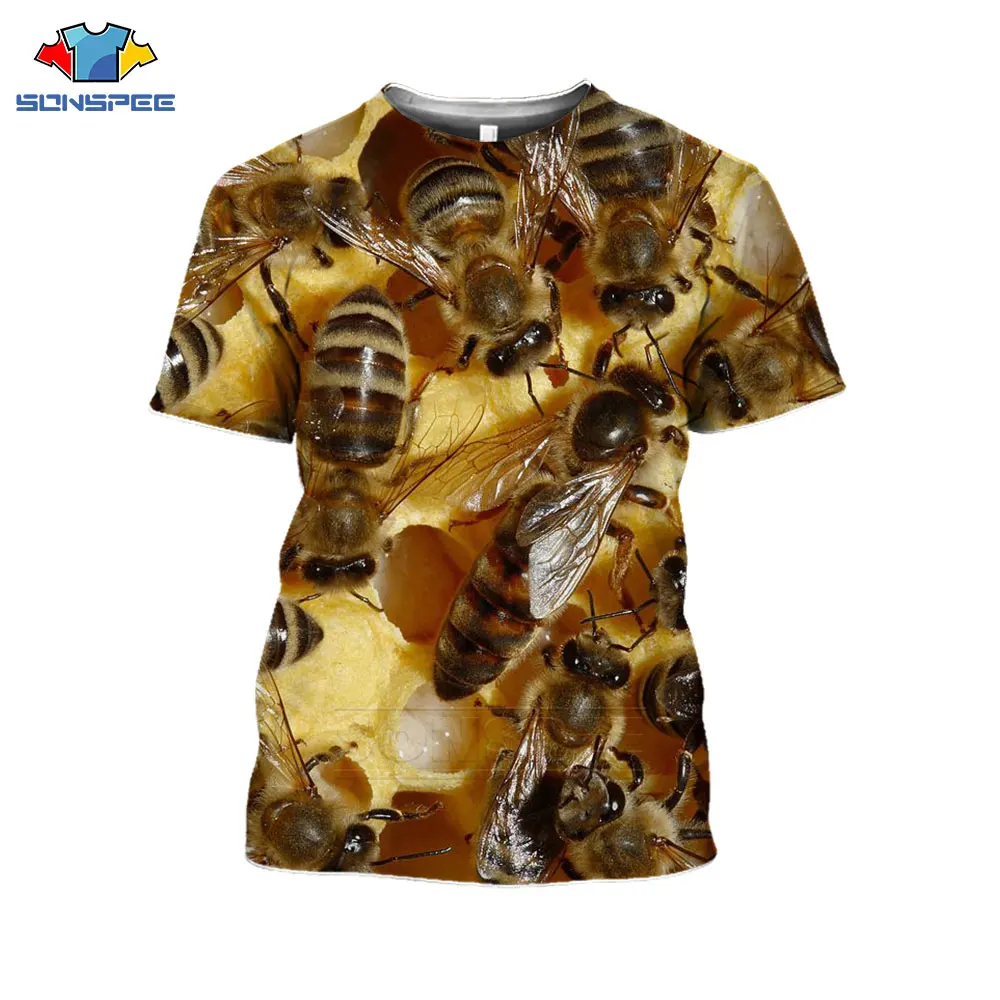 

SONSPEE Bee T Shirt Summer Women Loose Tee Tops New 3D Print Animal Short Sleeve Harajuku Casual Hip Hop Street O Neck Pullover