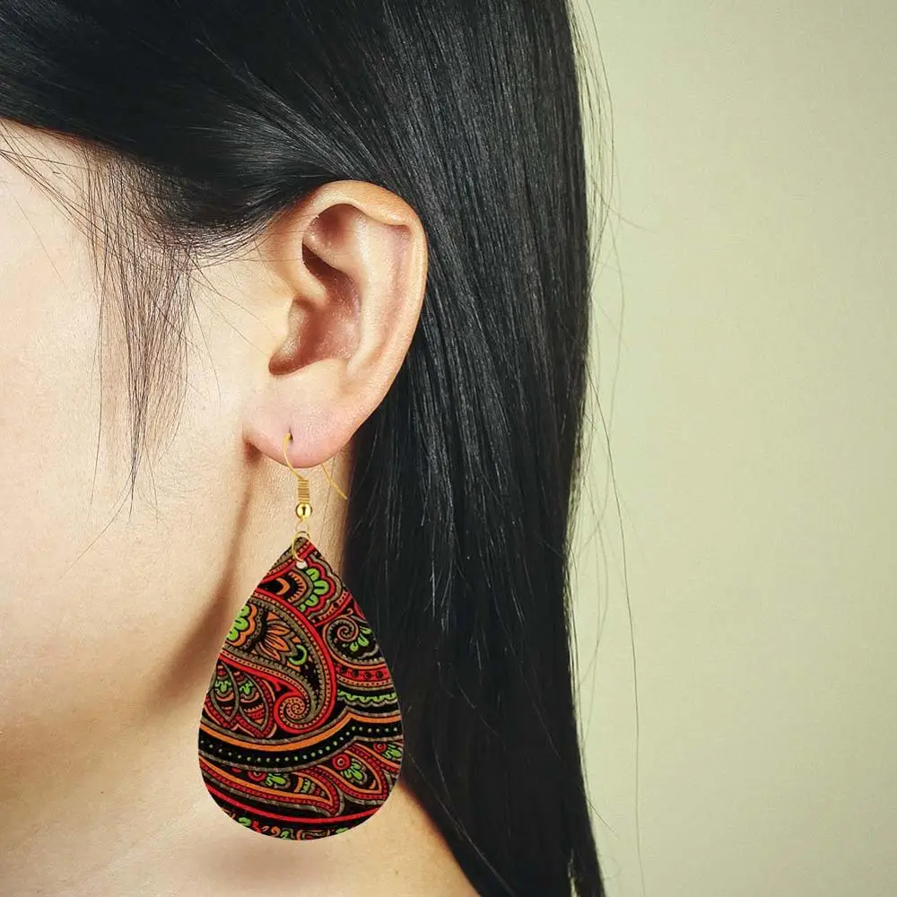 Женские серьги из ПУ кожи с волнистым узором|Серьги-подвески| |