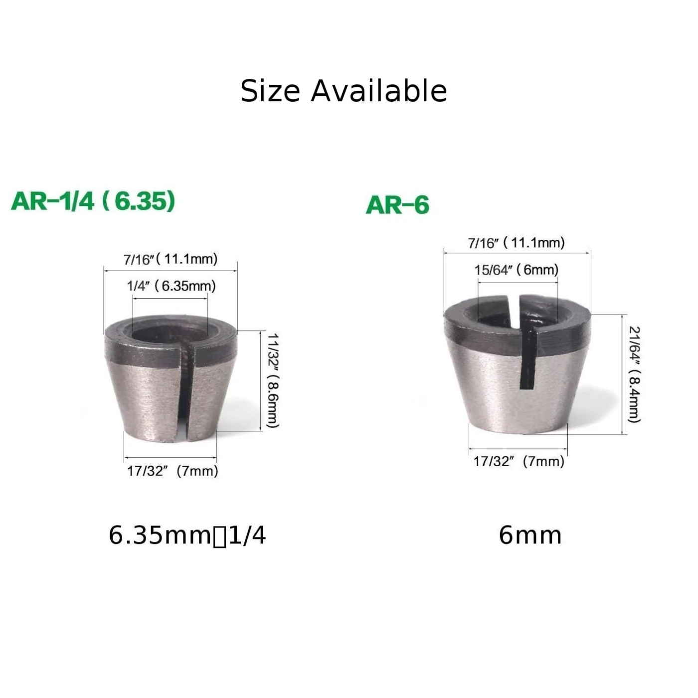 

Metric 6mm/inch 1/4" Chuck For Woodworking Trimmer Engraving Machine 2020 New
