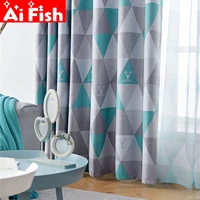 nordic modern blackout curtains yellow blue geometric stripes printed living room children window curtains cortinas my076 4