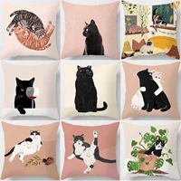 45cm throw pillow covers cat is leisure life square pillowcase sofa car cushion cover for home decoration