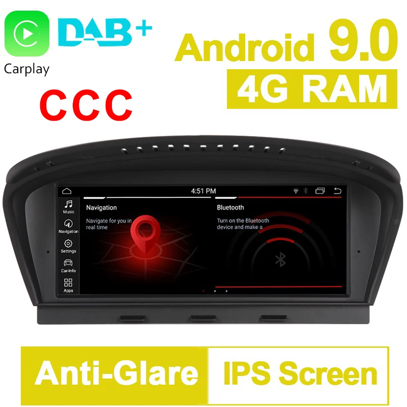 

8.8 inch 64G ROM Android 9.0 Auto Player GPS Navigation System Media Stereo ForBMW 3 Series E90 forBMW 5 Series E60 with CCC
