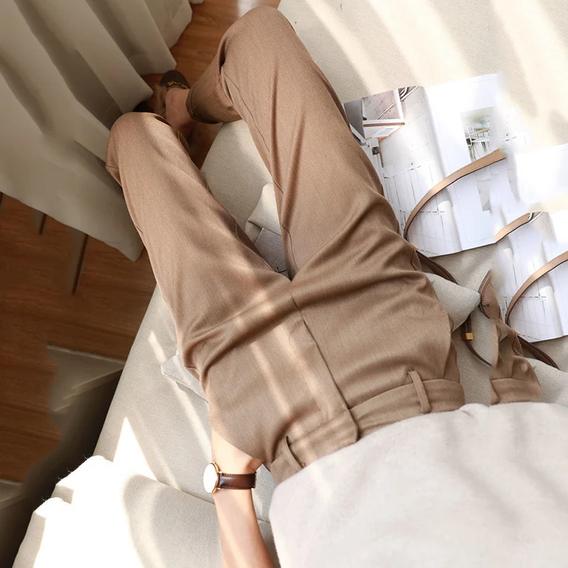 

High Waist Loose Thin Spring Autumn New Pants casual Suit Work Office Pants Women's Plus Size Straight Harem Pants