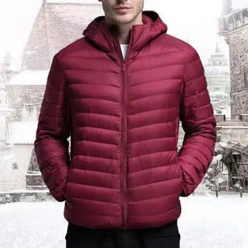 Мужское зимнее пальто Повседневная однотонная хлопковая стеганая тонкая куртка