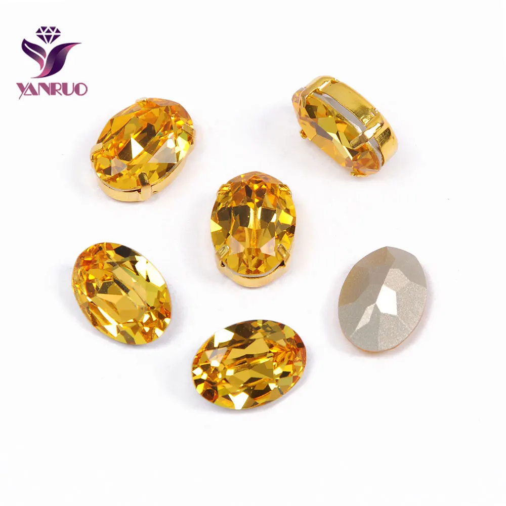 YANRUO, 4120, овальные украшения, стеклянные стразы, драгоценные камни, сделай сам, кристаллы для шитья, Необычные камни, заостренные сзади, пришитые стразы, яркие для одежды - Цвет: Light Topaz