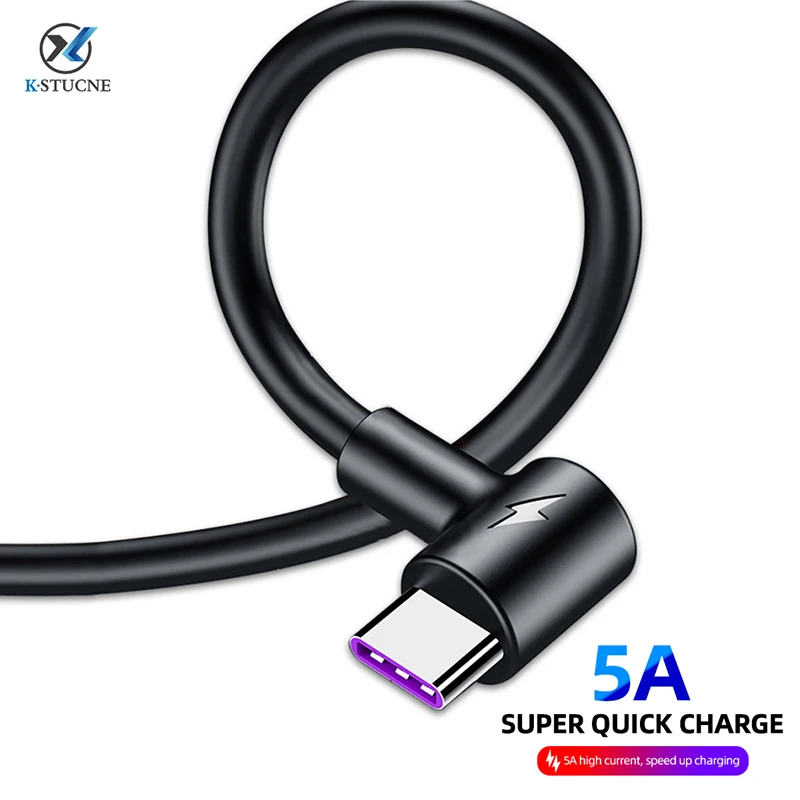 90 градусов 5A USB Type C кабель для мобильного телефона Samsung Huawei Xiaomi Redmi передачи данных