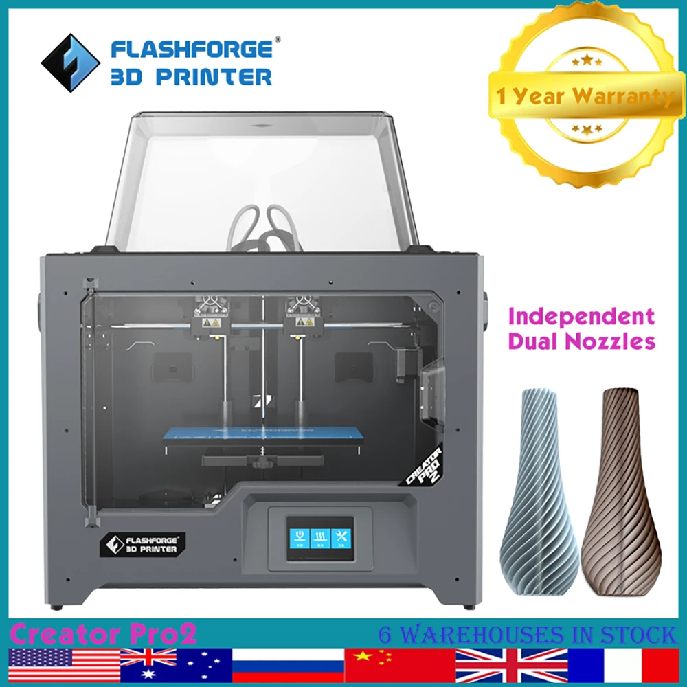 

Flashforge 3d Printer Creator Pro 2 Independent Dual Extruders Mirror and Copy Printing High Precision Closed Imprimante 3D