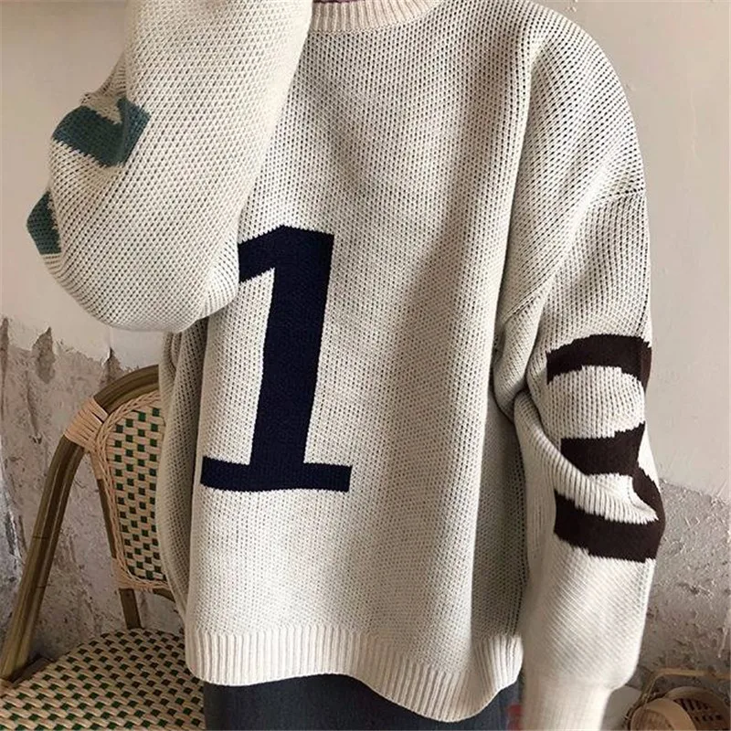 

Korean Fashion Ladies Full Sleeve Women Knitting Sweater Solid O-Neck Pullover And Jumper Loose Sweater Harajuku Sweaters Girl