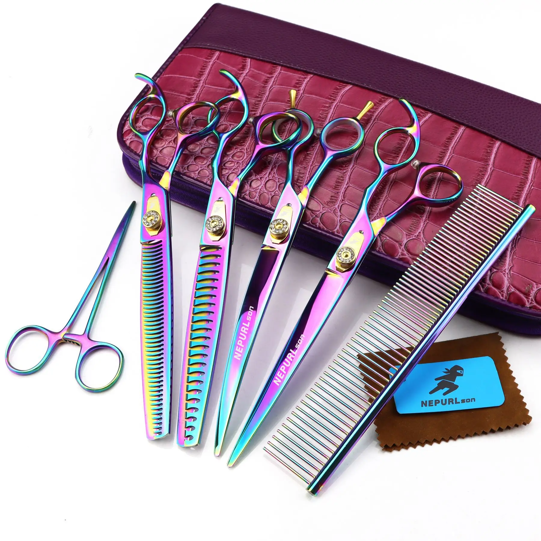 8inch High Quality Pet Grooming Scissors Sets 1STRAIHT &amp 2THINNING 1 CURVED scissors in set | Дом и сад